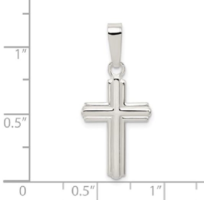 Sterling Silver Polished Cross Pendant
Rhodium Plated  