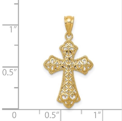 Polished Filigree Cross Pendant
10KT Yellow Gold  