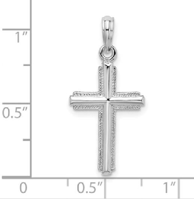 Sterling Silver Polished Latin Cross 
Striped Border
21mmx13mm  