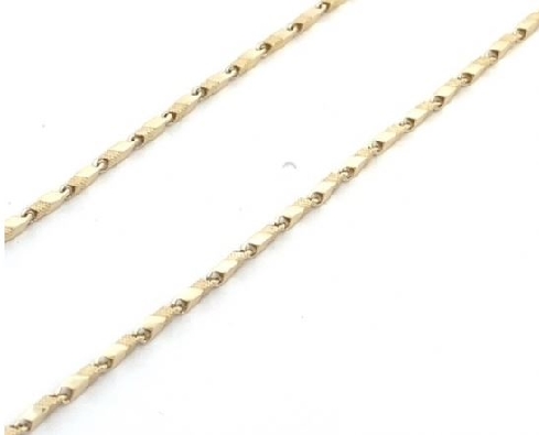 Squared Textured Baby Bullet Chain
10Kt Yellow Gold
16   or 18    