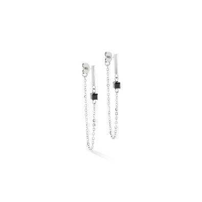 Coeur De Lion
Mini Cubes &amp; Chain Earrings
Black &amp; Steel

The mo...