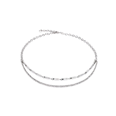 Coeur De Lion™
2 Strand Twisted Layers Necklace 
Steel 
52cm  