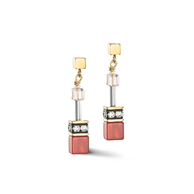 Coeur De Lion GeoCUBE&reg; Iconic Precious Earrings in Red and Beige
...