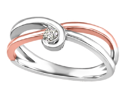 Canadian Diamond Ring in 10KT White &amp; Pink Gold 0.10ct

*Ring siz...