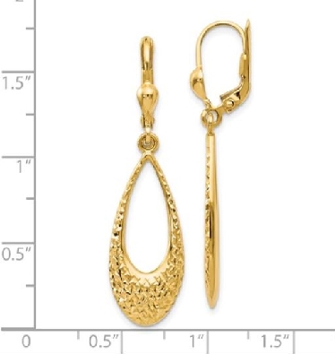 Diamond Cut Dangle Leverback Earrings
10Kt Yellow Gold  