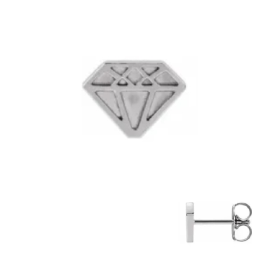 Tiny Diamond-Shaped Earring (One only) 14KT White Gold  