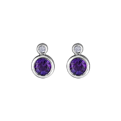 Amethyst and Diamond Earrings 0.01ctw
10KT White Gold

Amethyst ...