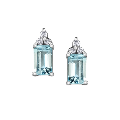 Aquamarine and Diamond Earrings 0.048ctw
10KT White Gold

Aquama...