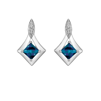 Created Alexandrite Earrings with Diamonds 0.014ctw
10KT White Gol...