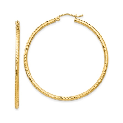 Leslie s Diamond-Cut Tube Hoop Earrings  45mm
10KT Yellow Gold
  