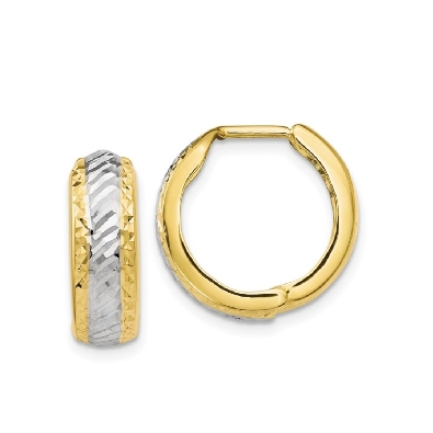 Leslie s 
Polished Diamond-Cut Hoop Earrings
10KT Yellow with Whi...