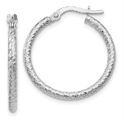 Leslie s 
Polished Diamond-Cut Hoop Earrings
10KT White Gold / Rh...