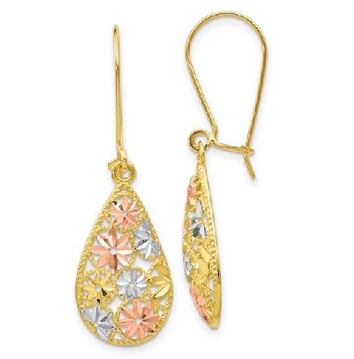 Leslie s 
Diamond Cut Dangle Earrings
10KT Yellow &amp; Rose Gold w/R...