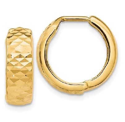 Leslie s 
Polished Diamond-Cut 
Hinged Hoop Earrings
10KT Yellow...