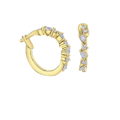 Diamond Hoop Earrings in 10KT Yellow Gold 0.30ctw  