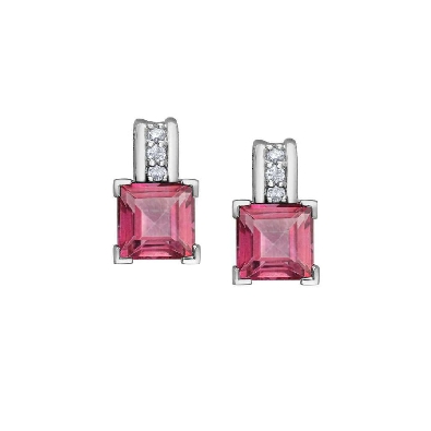 Pink Topaz and Diamond Earrings 0.06ctw  