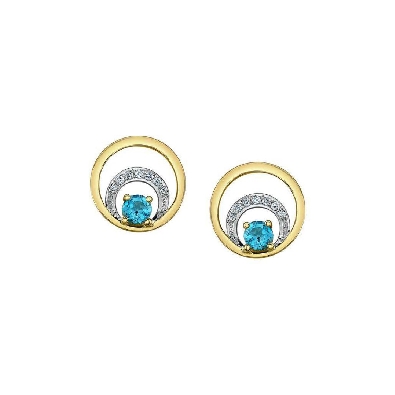 Blue Topaz and Diamond Earrings 0.04ctw
10KT Yellow Gold  