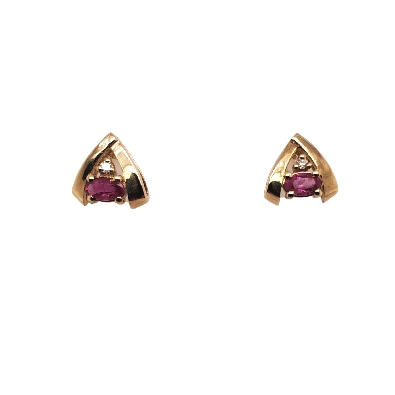 Ruby&amp; Diamond Earrings
10KT Yellow Gold
0.03ct

(Pictured with ...