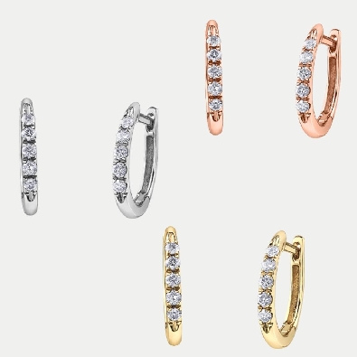 Diamond Mini Hoop Earrings  0.15ctw

Choose from Rose; White or Y...