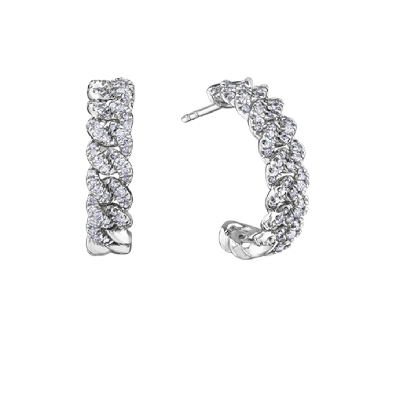 Diamond   Curb Link  Earrings
0.66ctw
10KT White Gold  