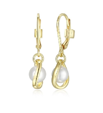 ELLE
  Luna   Earrings
Genuine White Pearl
Silver/(23K;10K) Gold...