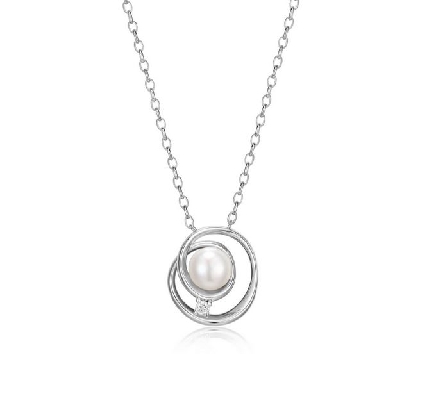 ELLE
  Satelite   Necklace
Genuine White Pearl
w/Moissanite
Sil...