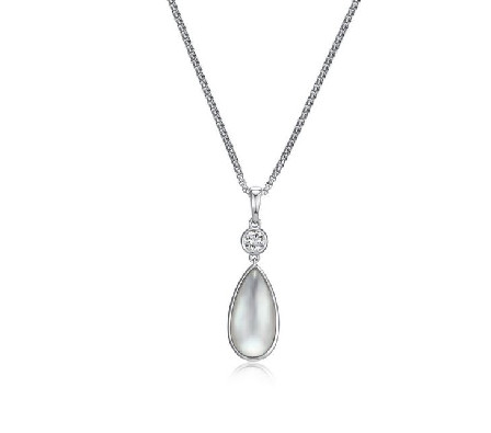 ELLE
  Ethereal Drops   Necklace
White Crystal &amp; Mother Of Pearl ...