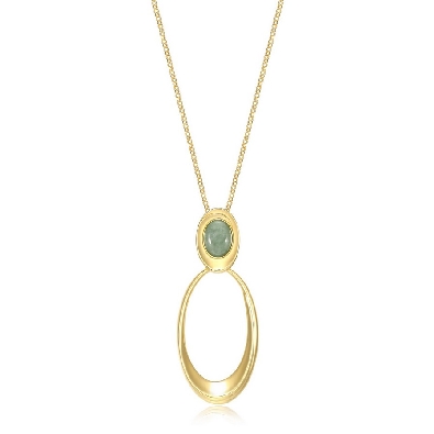 ELLE
  Swirl   Necklace
Green Jade/Silver/Yellow Gold Plated
28 ...
