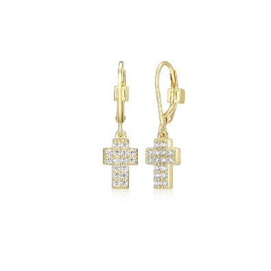 ELLE
  Humanity   Cross 
Leverback Earrings
CZ/Silver/Yellow Gol...
