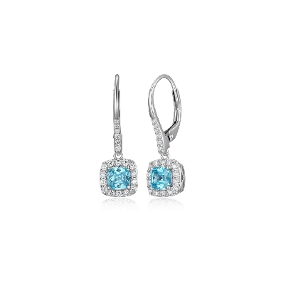ELLE
  Radiance   Earrings
w/Blue Cushion &amp; Round CZ
Silver/Pall...