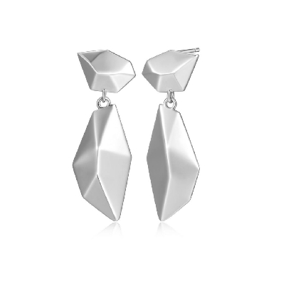 ELLE
  Peak   Polygon Dangle Post Earrings  w/CZ
Silver/Palladium...