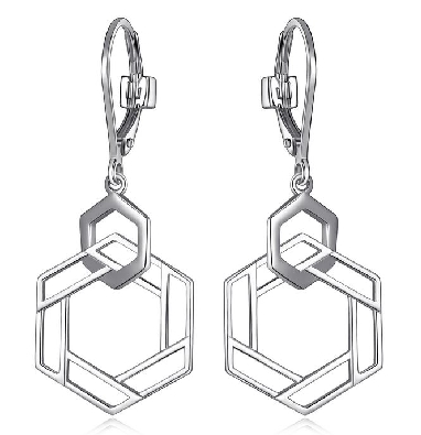 ELLE
Lattice Hexagon Silver Earrings
Silver/Palladium/ Rhodium

...