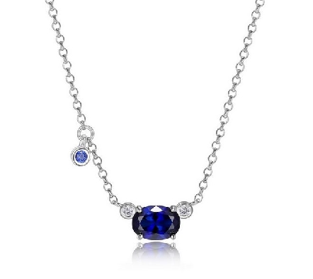 ELLE
  Blue Star   Sapphire  Necklace
7x5mm Oval Synthetic Sapphi...