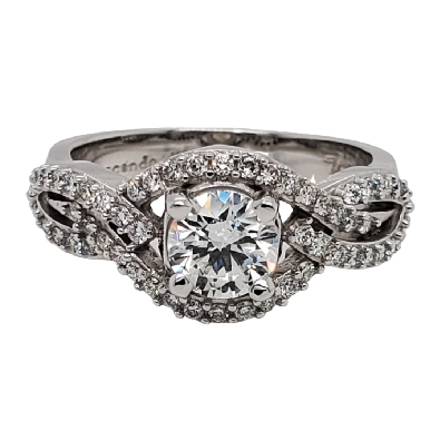 14KT WG Diamond Engagement Ring
Canadian   Hearts &amp; Arrows   Cente...