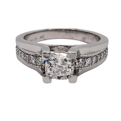 14KT WG Canadian Cushion-Cut Diamond Engagement Ring 1.18ctw
CS: 1...