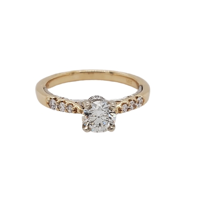 Canadian Centre Diamond Engagement Ring 0.795ctw
14KT YG/WG

Acr...