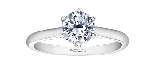 Solitaire Maple Leaf Canadian Diamond Ring 1.5ct
18KT White Gold a...
