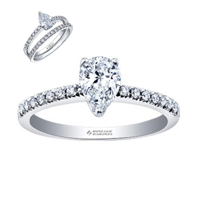 Maple Leaf Diamonds Pear Cut Engagement Ring 0.71ctw
18KT White Go...