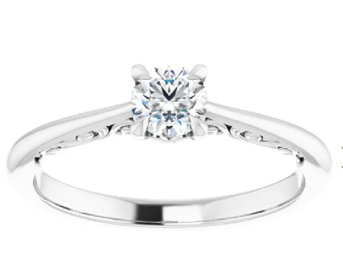 Accented Diamond Solitaire Engagement Ring 0.258ctw (0.25ct Center ...