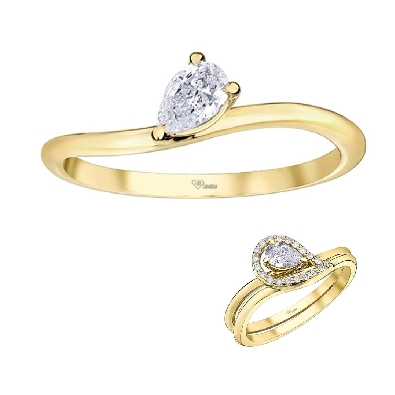 Pear-Shaped Canadian Diamond Engagement Ring (or Right Hand Ring) ...