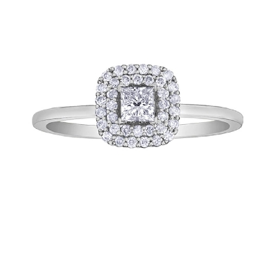 Princess-Cut Canadian Diamond Centre Halo Engagement Ring from the ...