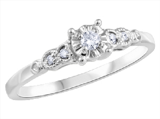 Canadian Diamond Centre Engagment Ring 0.08ctw
10KT White Gold  