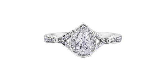 Pear-Cut Halo Diamond Engagement Ring 0.60ctw
14KT WG

Centre St...