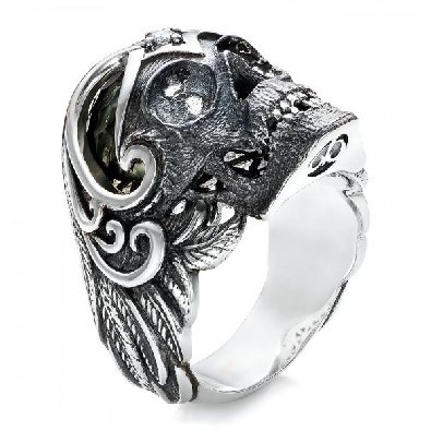 Motality Skull Ring w/Pearl

Dramatic oxidized Sterling silver sk...