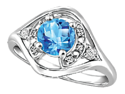 Blue Topaz Ring with Canadian Diamonds 0.10ctw 
10KT WG

Blue To...