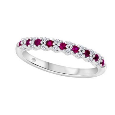 Ruby &amp; Diamond Ring 0.12ctw
10KT White Gold

* Ring sizing charg...