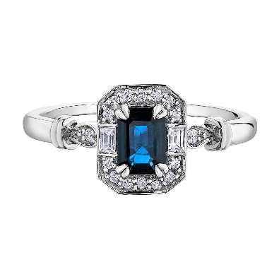 Sapphire and Diamond Ring 0.08ctw
10KT White Gold

Blue Sapphire...
