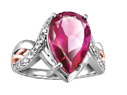 Pink Magenta Topaz & Diamond Ring 0.015ctw
10KT White Gold


  