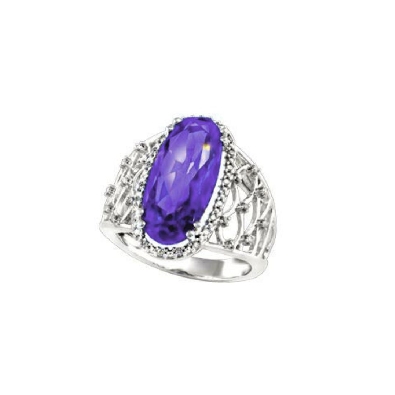 Amethyst and Diamond Ring 0.0125ctw
10KT White Gold

Amethyst 18...