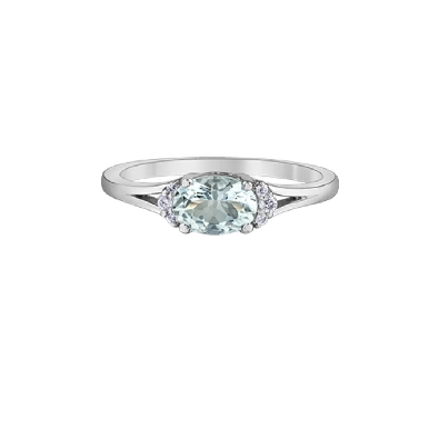 Aquamarine and Diamond Ring  0.05ctw
10KT White Gold

Oval Aquam...